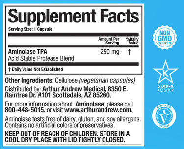 Aminolase TPA 30caps  (Arthur Andrew Medical) (protein digestive enzyme)